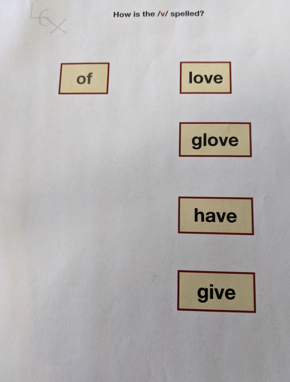 Activity comparing function & content words ending in /f/.